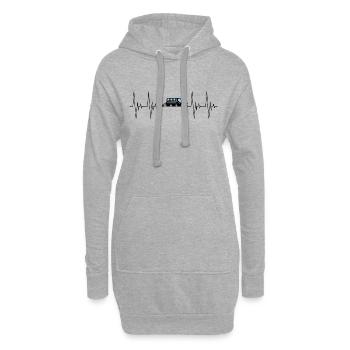 Pistenraupe Herzschlag Ausgefüllt Transport schwar - Hoodie-Kleid - Grau meliert - Vorne