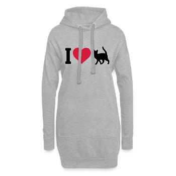 I love cats - Hoodie-Kleid - Grau meliert - Vorne