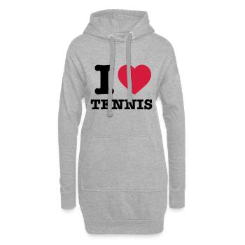I love tennis heart sport ball raquette player - Sweat-shirt à capuche long Femme - gris chiné - Devant