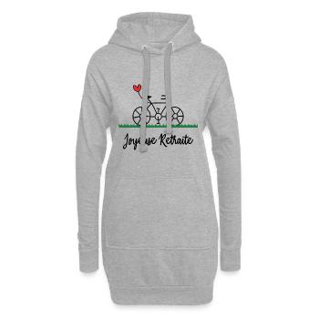 RETRAITE. BONNE RETRAITE. JOYEUSE RETRAITE. VELO - Sweat-shirt à capuche long Femme - gris chiné - Devant