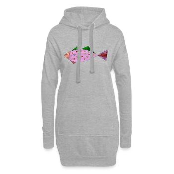 Poisson - Sweat-shirt à capuche long Femme - gris chiné - Devant