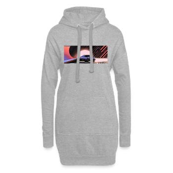 Synthwave voiture de sport depuis le futur de la fiction - Sweat-shirt à capuche long Femme - gris chiné - Devant