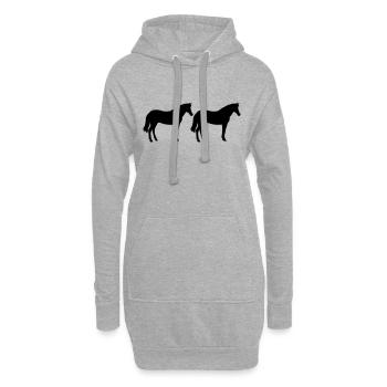 Chevaux - Sweat-shirt à capuche long Femme - gris chiné - Devant