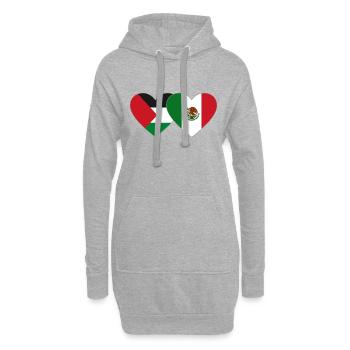 Palestine Mexique Drapeau Coeur - Sweat-shirt à capuche long Femme - gris chiné - Devant