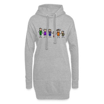 Familie mit vielen Kindern - Hoodie-Kleid - Grau meliert - Vorne