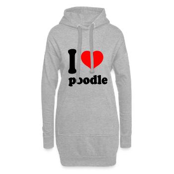 I love poodle - Sweat-shirt à capuche long Femme - gris chiné - Devant