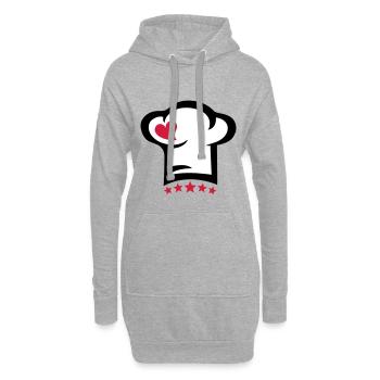 Cuisiner, coeur, chef, cuisine, toque, 5 étoiles - Sweat-shirt à capuche long Femme - gris chiné - Devant
