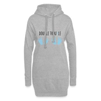 Schwangerschaft Zwillinge Baby Geschenk schwanger - Hoodie-Kleid - Grau meliert - Vorne