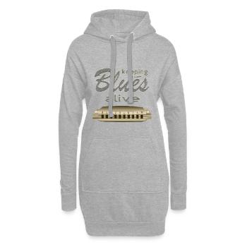 Blues Harp Garder le Blues Alive - Sweat-shirt à capuche long Femme - gris chiné - Devant