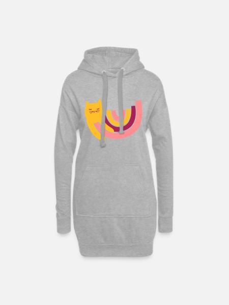 süsse Regenbogen Katze - Hoodie-Kleid - Grau meliert