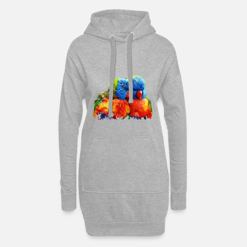 Papagei - Hoodie-Kleid - Grau meliert
