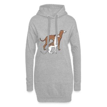 Deux whippets - Sweat-shirt à capuche long Femme - gris chiné - Devant