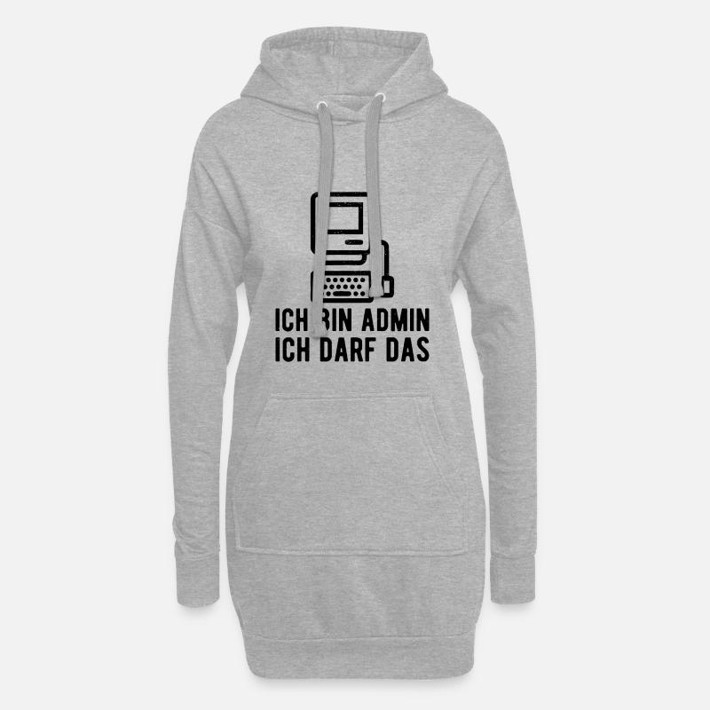 Ich bin Admin ich darf das Sysadmin Geschenk - Hoodie-Kleid - Grau meliert