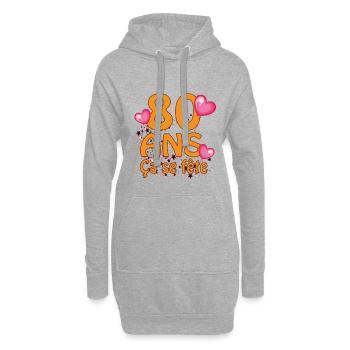 80 ans - Sweat-shirt à capuche long Femme - gris chiné - Devant