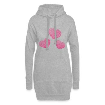 CŒUR. CŒURS. SAINT VALENTIN. LOVE. AMOUR. HEART - Sweat-shirt à capuche long Femme - gris chiné - Devant