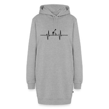 Battement de cœur avec les girafes - Sweat-shirt à capuche long Femme - gris chiné - Devant