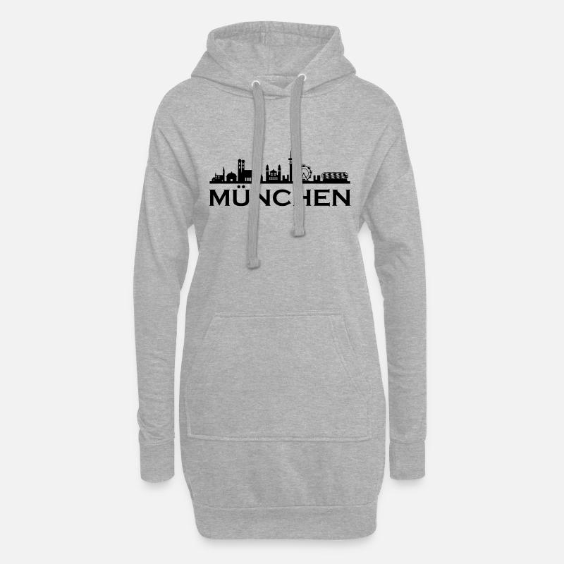 München Skyline - Hoodie-Kleid - Grau meliert