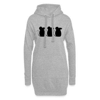 3 Mäuse Team Drei Freunde Party Crew Silhouette - Hoodie-Kleid - Grau meliert - Vorne
