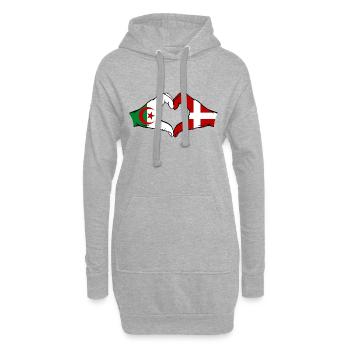 Algérie Danemark Drapeau Mains Coeur Forme - Sweat-shirt à capuche long Femme - gris chiné - Devant