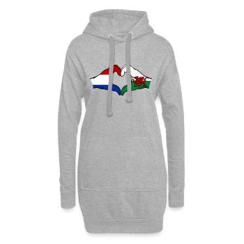 Holland Wales Flag Hands Heart Shape - Hoodie Dress - heather grey - Front