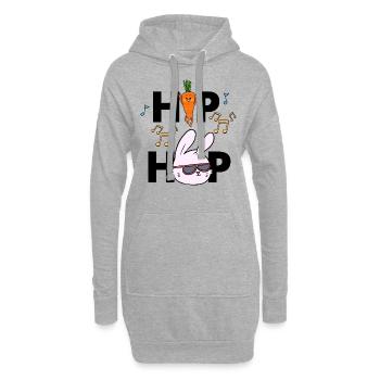 Hip Hop Lustiges Osterhasen-Wortspiel - Hoodie-Kleid - Grau meliert - Vorne