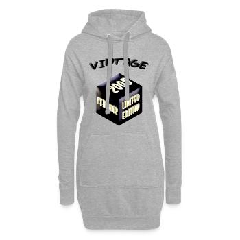 MILLÉSIME 2005 FÉVRIER, Cadeau 18ème anniversaire - Sweat-shirt à capuche long Femme - gris chiné - Devant