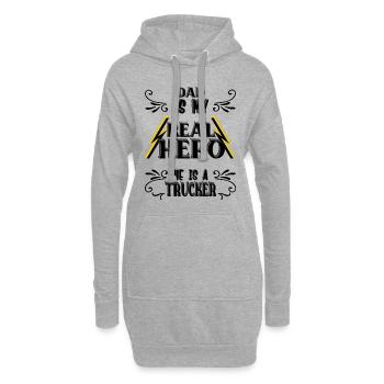 Papa mon vrai héros, camionneur, fierté, cadeau, - Sweat-shirt à capuche long Femme - gris chiné - Devant
