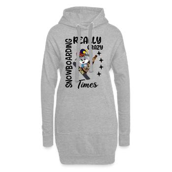 Snowboard folle times, lapin avec snowboard, bière - Sweat-shirt à capuche long Femme - gris chiné - Devant