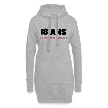 18 ans et toujours puceau ! - Sweat-shirt à capuche long Femme - gris chiné - Devant