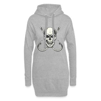 Crâne avec hameçons pour équipage de pêcheurs - Sweat-shirt à capuche long Femme - gris chiné - Devant