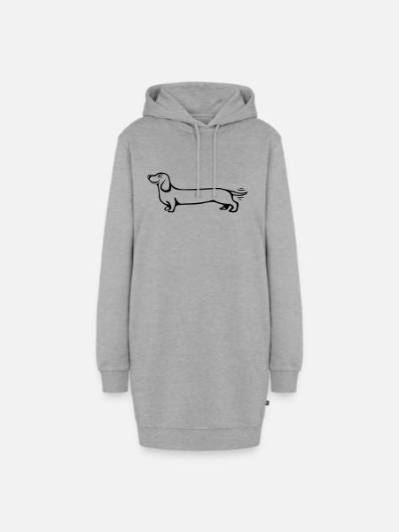 Hund Dackel - Hoodie-Kleid - Grau meliert