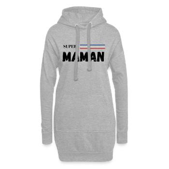 super maman - Sweat-shirt à capuche long Femme - gris chiné - Devant
