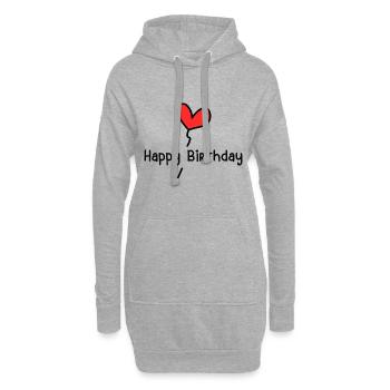 HAPPY BIRTHDAY. JOYEUX ANNIVERSAIRE. ANNIVERSAIRE. - Sweat-shirt à capuche long Femme - gris chiné - Devant