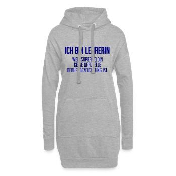 Lehrerin - Mein offizieller Superhelden-Beruf! - Hoodie-Kleid - Grau meliert - Vorne