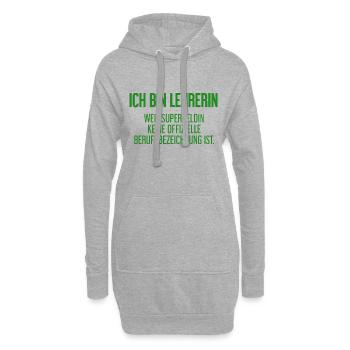 Lehrerin - Mein offizieller Superhelden-Beruf! - Hoodie-Kleid - Grau meliert - Vorne