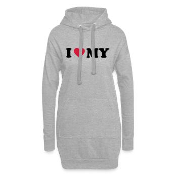 i_love_my_2_color - Sweat-shirt à capuche long Femme - gris chiné - Devant