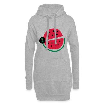 pastèque coccinelle - Sweat-shirt à capuche long Femme - gris chiné - Devant