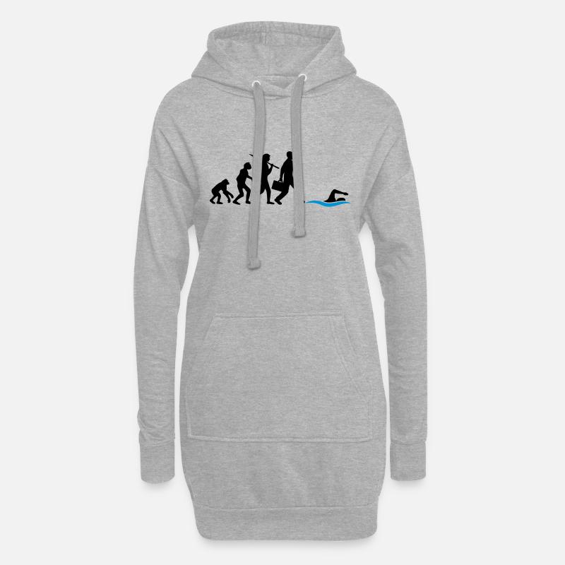 evolution entwicklung geboren zum schwimmen logo s - Hoodie-Kleid - Grau meliert