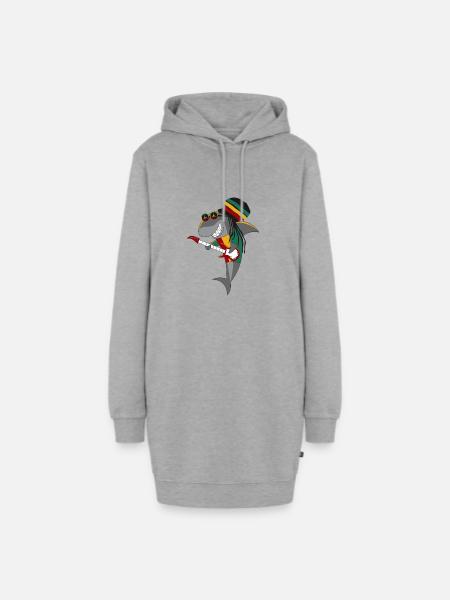 Reggae Shark - Hoodie-Kleid - Grau meliert