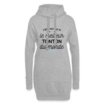 Meilleur Tonton - super tonton - Sweat-shirt à capuche long Femme - gris chiné - Devant