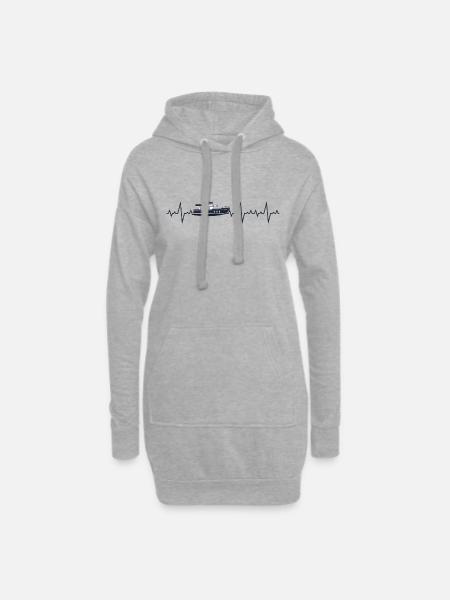 Motorboot Herzschlag Boot EKG Kapitän - Hoodie-Kleid - Grau meliert