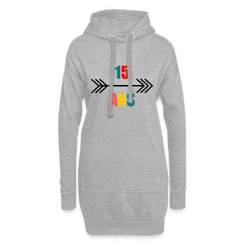 15 JAHRE. 15-jähriges Jubiläum. GEBURTSTAG 15 JAHRE. 15 - Hoodie-Kleid - Grau meliert - Vorne