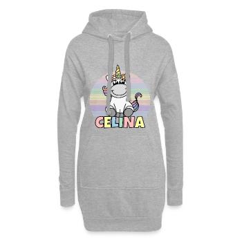 Celina Einhorn Name - Hoodie-Kleid - Grau meliert - Vorne