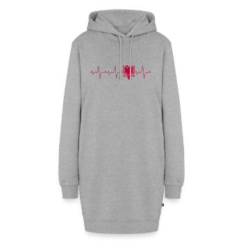 Albanien Herzschlag Adler - Hoodie-Kleid - Grau meliert - Vorne