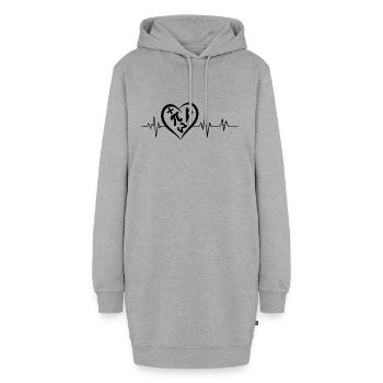 battement de cœur mathématiques - Sweat-shirt à capuche long Femme - gris chiné - Devant