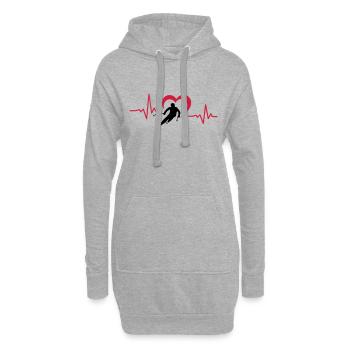 Winter - Skifahrer Herz - Hoodie-Kleid - Grau meliert - Vorne