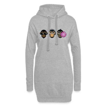 Trois singes - Sweat-shirt à capuche long Femme - gris chiné - Devant