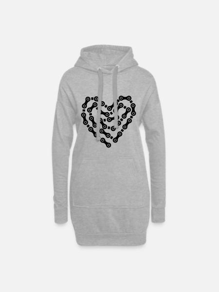 Radkette Herz - Hoodie-Kleid - Grau meliert