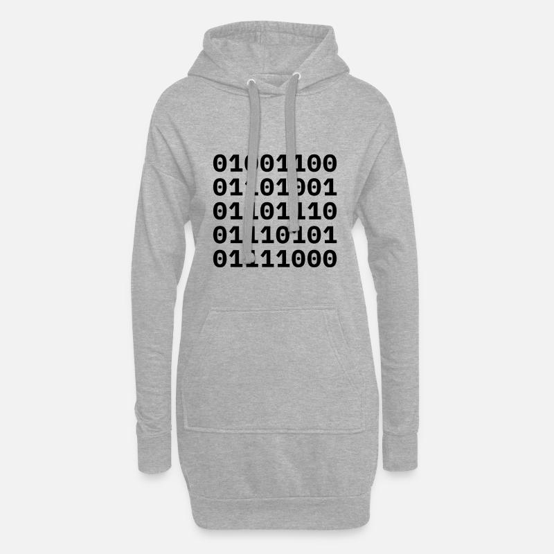 "LINUX" en code binaire. - Sweat-shirt à capuche long Femme - gris chiné
