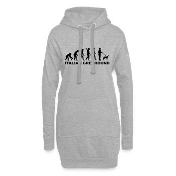 Italian Greyhound - Hoodie-Kleid - Grau meliert - Vorne